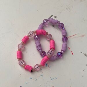 Pink and Purple Kids Beaded Bracelets